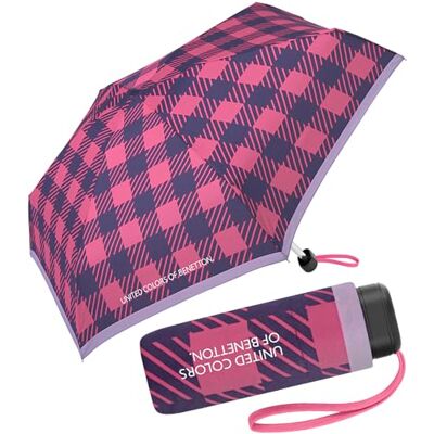 United Benetton Zakparaplu Ultra Mini Flat Dots, Roze geruit United Benetton Zakparaplu Ultra Mini Flat Dots, Roze geruit