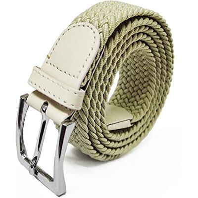 Glamexx24 Uniseks elastische riem van gevlochten stof voor dames en heren, Beige 110 Glamexx24 Uniseks elastische riem van gevlochten stof voor dames en heren, Beige 110