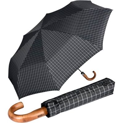 iX-brella IX de Brella Monsieur XXL display 121 cm met echt houten handvat en automatische sluiting, zwart geruit iX-brella IX de Brella Monsieur XXL display 121 cm met echt houten handvat en automatische sluiting, zwart geruit