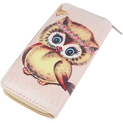 DonDon Damesportemonnee met uilenmotief, uil 01, eenheidsmaat, portemonnee, Uil 01., Portemonnee DonDon Damesportemonnee met uilenmotief, uil 01, eenheidsmaat, portemonnee, Uil 01., Portemonnee