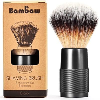 Bambaw Scheerkwast van zwart metaal, scheerkwast voor dames en heren, scheerkwast, kunstkwast, oplossing tegen ingegroeide haren, baardborstel, scheerkwast, klassieke scheerbeurt, Bambaw Scheerkwast van zwart metaal, scheerkwast voor dames en heren, scheerkwast, kunstkwast, oplossing tegen ingegroeide haren, baardborstel, scheerkwast, klassieke scheerbeurt,