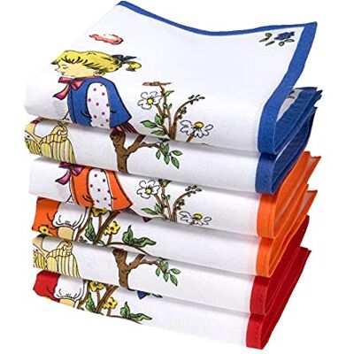 Merrysquare Zakdoeken voor kinderen van 100% katoen 6 stuks Klein formaat 27 cm x 27 cm Model Girly Merrysquare Zakdoeken voor kinderen van 100% katoen 6 stuks Klein formaat 27 cm x 27 cm Model Girly
