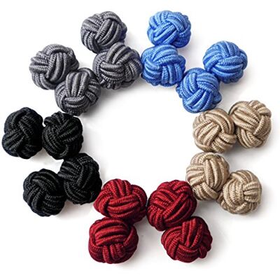 HONEY BEAR manchetknopen, set van 5 paar, gedraaid, zijden, voor mannen en vrouwen HONEY BEAR manchetknopen, set van 5 paar, gedraaid, zijden, voor mannen en vrouwen
