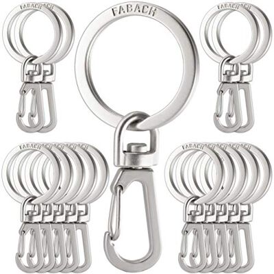 FABACH Sleutelhanger karabijnhaak met draaibare ring, kleine afneembare karabijnhaken, sterke mini-karabijnhaak voor sleutels en om te knutselen, zilver., Geschikt voor dagelijks gebruik FABACH Sleutelhanger karabijnhaak met draaibare ring, kleine afneembare karabijnhaken, sterke mini-karabijnhaak voor sleutels en om te knutselen, zilver., Geschikt voor dagelijks gebruik