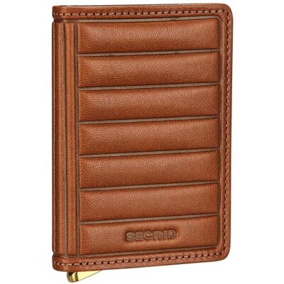 Secrid Premium Emboss Lines slanke portemonnee, cognac, eenheidsmaat, kleine portemonnee Secrid Premium Emboss Lines slanke portemonnee, cognac, eenheidsmaat, kleine portemonnee