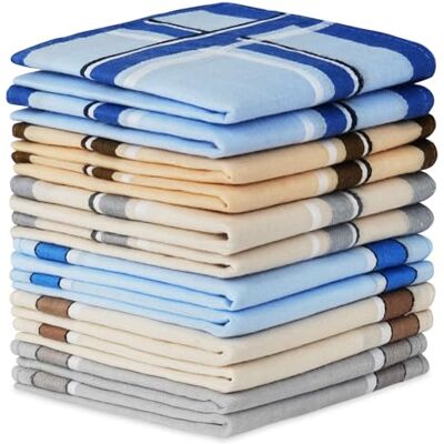 URAQT Set van 12 zakdoeken van katoenmix voor heren, 40 cm x 40 cm, vierkante zakdoeken voor bruiden, bals, feesten, bruiloften en dagelijks gebruik, lichtblauw, stijl H 38 x 38 cm, 38 x 38 cm 38*38CM URAQT Set van 12 zakdoeken van katoenmix voor heren, 40 cm x 40 cm, vierkante zakdoeken voor bruiden, bals, feesten, bruiloften en dagelijks gebruik, lichtblauw, stijl H 38 x 38 cm, 38 x 38 cm 38*38CM