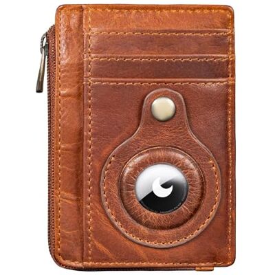 STILORD "Sandro" 2-in-1 mini-portemonnee voor AirTag sleutelhoes portemonnee heren echt leer slanke portemonnee lederen portemonnee RFID-kaarthouder kleur: kara cognac STILORD "Sandro" 2-in-1 mini-portemonnee voor AirTag sleutelhoes portemonnee heren echt leer slanke portemonnee lederen portemonnee RFID-kaarthouder kleur: kara cognac