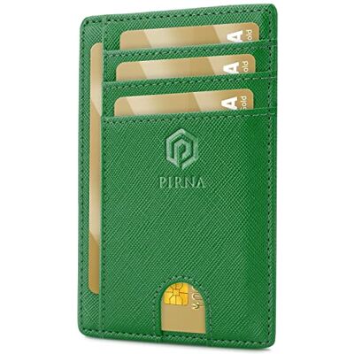 PIRNA Slanke en kleine creditcardhouder, portemonnee voor mannen en vrouwen, met geldvak en geschenkdoos, RFID-creditcardhouder, creditcardhouder voor mannen, Bos Groen, Modern PIRNA Slanke en kleine creditcardhouder, portemonnee voor mannen en vrouwen, met geldvak en geschenkdoos, RFID-creditcardhouder, creditcardhouder voor mannen, Bos Groen, Modern