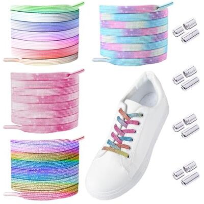 MEMOFYND 4 paar kleurrijke veters zonder stropdas, elastische veters met metalen gesp, universeel voor canvas schoenen, sportschoenen, laarzen, meerkleurig, 120 120 MEMOFYND 4 paar kleurrijke veters zonder stropdas, elastische veters met metalen gesp, universeel voor canvas schoenen, sportschoenen, laarzen, meerkleurig, 120 120