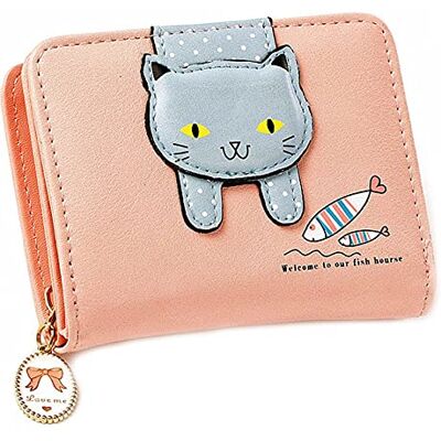 Oneroomone Leuke mini-portemonnee met meerdere vakken, leren materiaal, ritssluiting, kleine decoratieve portemonnee, voor reserveaccessoires of kleine accessoires, cadeaus voor meisjes (roze) Oneroomone Leuke mini-portemonnee met meerdere vakken, leren materiaal, ritssluiting, kleine decoratieve portemonnee, voor reserveaccessoires of kleine accessoires, cadeaus voor meisjes (roze)