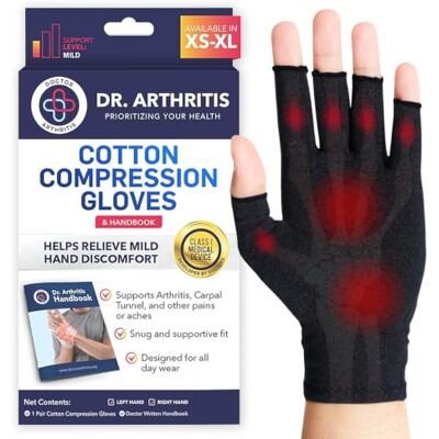 Dr. Arthritis Vingerloze artrose handschoenen met doktershandleiding Compressiehandschoenen (paar) vingerloze handschoenen voor dames en heren ideaal voor artritis, syndroom van Raynaud enz M Dr. Arthritis Vingerloze artrose handschoenen met doktershandleiding Compressiehandschoenen (paar) vingerloze handschoenen voor dames en heren ideaal voor artritis, syndroom van Raynaud enz M