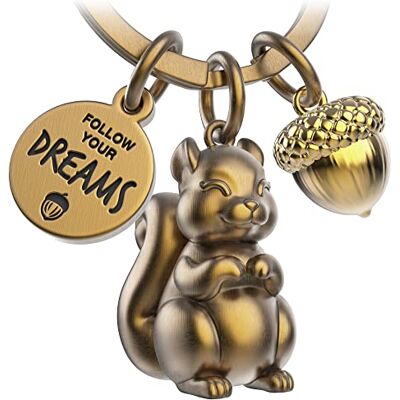 FABACH Skippy eekhoorn sleutelhanger met gravure Leuke eekhoorn sleutelhanger Geluksbrenger Motiverend cadeau voor vriendin Volg je dromen, brons, één maat, schattig FABACH Skippy eekhoorn sleutelhanger met gravure Leuke eekhoorn sleutelhanger Geluksbrenger Motiverend cadeau voor vriendin Volg je dromen, brons, één maat, schattig