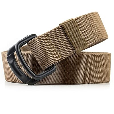 TENINE Uniseks canvas riem, elastische stoffen riem, militaire nylon riem, tactische riem voor dames en heren, metalen gesp met dubbele D-ring TENINE Uniseks canvas riem, elastische stoffen riem, militaire nylon riem, tactische riem voor dames en heren, metalen gesp met dubbele D-ring