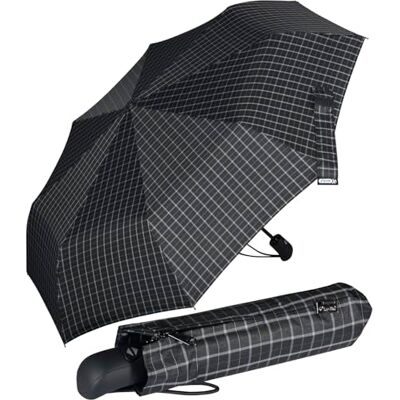 iX-brella First Class Edition Elegante zakparaplu, automatisch openen en sluiten, hoge stabiliteit, stormbestendig, Zwarte ruitjes iX-brella First Class Edition Elegante zakparaplu, automatisch openen en sluiten, hoge stabiliteit, stormbestendig, Zwarte ruitjes