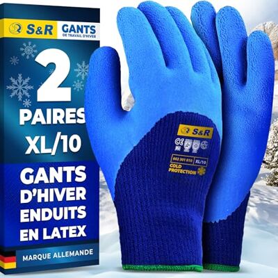 S&R Winterhandschoen voor heren, XL 10 (2 paar) – werkhandschoenen voor de winter, thermisch, waterdicht, koudebestendig, gevoerd van acryl, werkhandschoenen, knutselen, tuinieren met latex, werkhandschoenen S&R Winterhandschoen voor heren, XL 10 (2 paar) – werkhandschoenen voor de winter, thermisch, waterdicht, koudebestendig, gevoerd van acryl, werkhandschoenen, knutselen, tuinieren met latex, werkhandschoenen