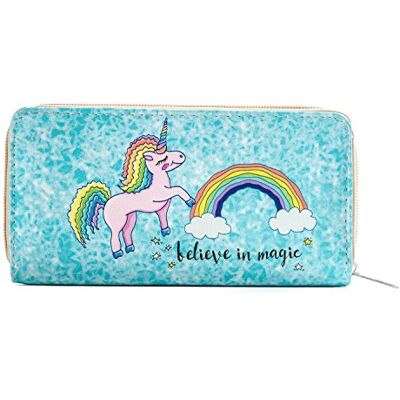 DonDon Portemonnee voor dames of kleine meisjes met ritssluiting, Eenhoorn Geloof in Magic, Modern DonDon Portemonnee voor dames of kleine meisjes met ritssluiting, Eenhoorn Geloof in Magic, Modern