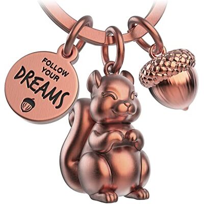 FABACH Skippy eekhoorn sleutelhanger met gravure Leuke eekhoorn sleutelhanger Geluksbrenger Motiverend cadeau voor vriendin Volg je dromen, antiek roségoud, één maat, casual FABACH Skippy eekhoorn sleutelhanger met gravure Leuke eekhoorn sleutelhanger Geluksbrenger Motiverend cadeau voor vriendin Volg je dromen, antiek roségoud, één maat, casual