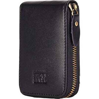 BRASS TACKS Leathercraft Creditcardhouder met ritssluiting voor dames en heren van echt leer met RFID-blokkering mini BRASS TACKS Leathercraft Creditcardhouder met ritssluiting voor dames en heren van echt leer met RFID-blokkering mini