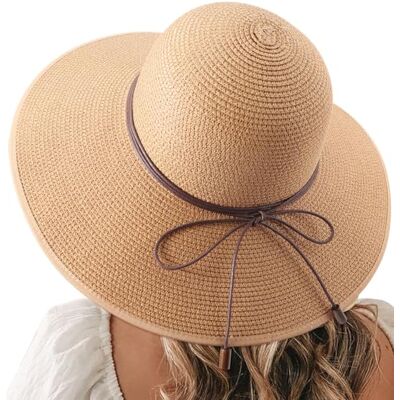 DRESHOW Capeline Strohoed voor dames, hoed met brede rand, zonnehoed, ademend, anti-uv-strohoed, strandzonnehoed, UPF 50+ Eén maat DRESHOW Capeline Strohoed voor dames, hoed met brede rand, zonnehoed, ademend, anti-uv-strohoed, strandzonnehoed, UPF 50+ Eén maat