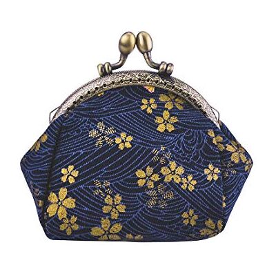 Oyachic Portemonnee met Sluiting Kleine Portemonnee Portemonnee Canvas Bloemen Zakje Dames Munt Portemonnee, marineblauw Oyachic Portemonnee met Sluiting Kleine Portemonnee Portemonnee Canvas Bloemen Zakje Dames Munt Portemonnee, marineblauw