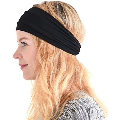 CHARM Japanse yoga-hoofdband voor dames, sportbandana, zwarte tulband CHARM Japanse yoga-hoofdband voor dames, sportbandana, zwarte tulband