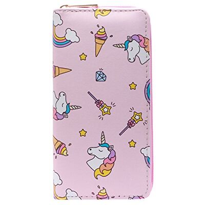 DonDon Portemonnee voor dames of kleine meisjes met ritssluiting, Eenhoorns en ijs, Modern DonDon Portemonnee voor dames of kleine meisjes met ritssluiting, Eenhoorns en ijs, Modern