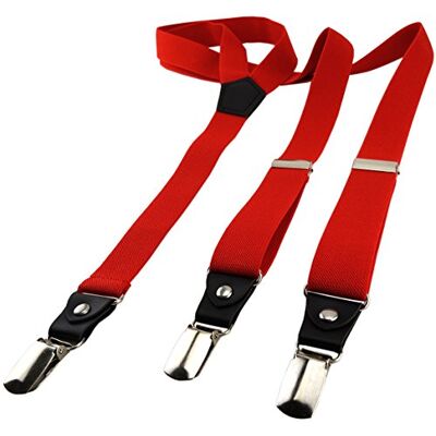 TigerTie Smalle bretels voor heren met 3 Y-vormige clips, in lengte verstelbare elastische band, ROT Hosenträgerbreite: ca. 25 mm TigerTie Smalle bretels voor heren met 3 Y-vormige clips, in lengte verstelbare elastische band, ROT Hosenträgerbreite: ca. 25 mm