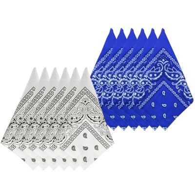 Anlising Paisley bandana's, 24 stuks, voor dames en heren, paisley-patroon, sjaal voor dames en heren (wit, blauw) Weiß, Blau Anlising Paisley bandana's, 24 stuks, voor dames en heren, paisley-patroon, sjaal voor dames en heren (wit, blauw) Weiß, Blau