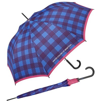 United Benetton Automatische lange paraplu met stippen, Blauw met vierkanten United Benetton Automatische lange paraplu met stippen, Blauw met vierkanten