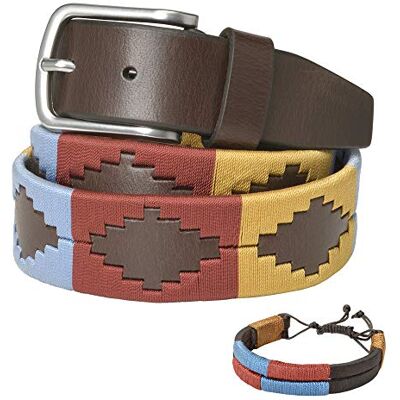 PELPE Argentijnse leren riem met bijpassende lederen band en lederen band geborduurde riem voor dames en heren, Rood 90 PELPE Argentijnse leren riem met bijpassende lederen band en lederen band geborduurde riem voor dames en heren, Rood 90