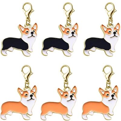 JKJF 10 stuks schattige corgi hond hangers voor dierenliefhebbers zwart en geel JKJF 10 stuks schattige corgi hond hangers voor dierenliefhebbers zwart en geel