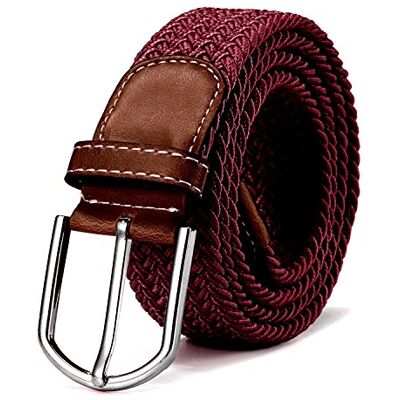 DonDon Riem van rekbare stof, gevlochten, elastisch, voor dames en heren, lengte 100 cm tot 120 cm, Bordeaux rood 100-130 cm DonDon Riem van rekbare stof, gevlochten, elastisch, voor dames en heren, lengte 100 cm tot 120 cm, Bordeaux rood 100-130 cm