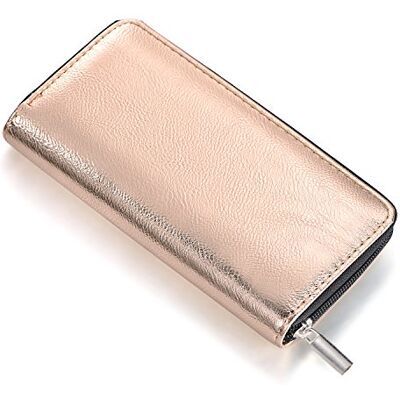 DonDon Portemonnee voor dames, zacht, metallic, met ritssluiting, portemonnee, roségoud, 20 x 10 x 2,5 cm DonDon Portemonnee voor dames, zacht, metallic, met ritssluiting, portemonnee, roségoud, 20 x 10 x 2,5 cm