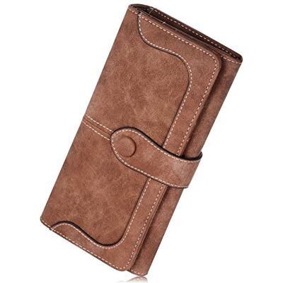 JMSIA Vintage lederen tassen suède tas dames portemonnee lange dames portemonnee, Bruin, S JMSIA Vintage lederen tassen suède tas dames portemonnee lange dames portemonnee, Bruin, S