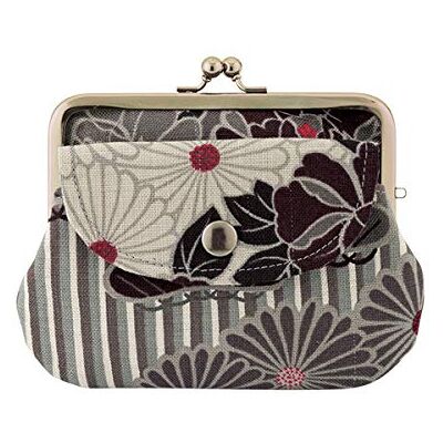 NOREN Japanse clip portemonnee voor dames en heren (retro bloem) gemaakt in Japan mini medium dubbele portemonnee met zak, retro bloem / zwart NOREN Japanse clip portemonnee voor dames en heren (retro bloem) gemaakt in Japan mini medium dubbele portemonnee met zak, retro bloem / zwart