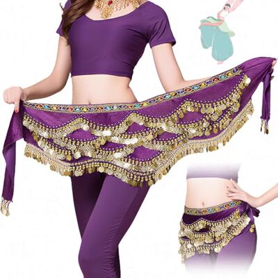 Aatpuss Buikdansriem voor dames, chiffon sjaal voor buikdansen, gevleugelde rok met riem, sjaal voor buikdans, buikdansen, buikdansen, zwart Aatpuss Buikdansriem voor dames, chiffon sjaal voor buikdansen, gevleugelde rok met riem, sjaal voor buikdans, buikdansen, buikdansen, zwart