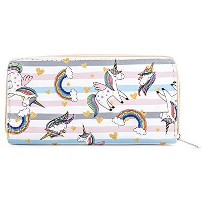 DonDon Portemonnee voor dames of kleine meisjes met ritssluiting, Eenhoorn regenboog, Modern DonDon Portemonnee voor dames of kleine meisjes met ritssluiting, Eenhoorn regenboog, Modern