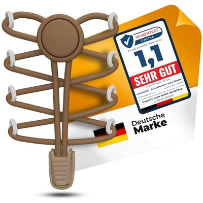 LaceHype 2 paar elastische veters met snelsluitsysteem van rubber, veters zonder strikken, set voor 2 paar schoenen voor sneakers, hardloopschoenen, sportschoenen, Beige 1-Paar LaceHype 2 paar elastische veters met snelsluitsysteem van rubber, veters zonder strikken, set voor 2 paar schoenen voor sneakers, hardloopschoenen, sportschoenen, Beige 1-Paar