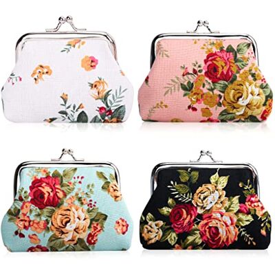 Oyachic Kleine Retro Portemonnee Kliksluiting Clac Kiss Lock Portemonnee Creditcardhouder Pouch voor Vrouwen Meisjes, Roos Bloem Oyachic Kleine Retro Portemonnee Kliksluiting Clac Kiss Lock Portemonnee Creditcardhouder Pouch voor Vrouwen Meisjes, Roos Bloem