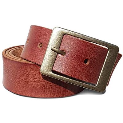 ROYALZ Vintage leren riem voor dames Voor jeans Broek 4 mm dik 38 mm Damesriem, Bruin Cognac Bundweite 115 cm = Gesamtlänge 130 cm ROYALZ Vintage leren riem voor dames Voor jeans Broek 4 mm dik 38 mm Damesriem, Bruin Cognac Bundweite 115 cm = Gesamtlänge 130 cm