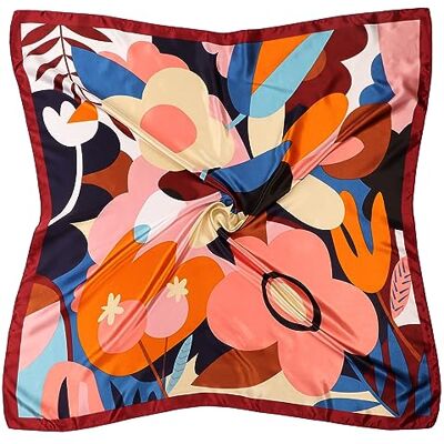 DRESHOW Grote vierkante sjaals voor dames, satijn, haaraccessoires, zijde, klassieke patronen, strandbandana's Eén maat DRESHOW Grote vierkante sjaals voor dames, satijn, haaraccessoires, zijde, klassieke patronen, strandbandana's Eén maat