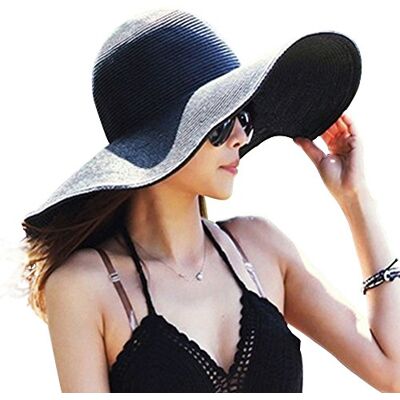 DRESHOW Dames Capeline Strohoed Brede Rand Hoed Zonnehoeden Ademend Opvouwbaar Roll Strand Cap Zonnehoed UPF 50+, 1 stuk zwart 50+, Eén maat Eén maat DRESHOW Dames Capeline Strohoed Brede Rand Hoed Zonnehoeden Ademend Opvouwbaar Roll Strand Cap Zonnehoed UPF 50+, 1 stuk zwart 50+, Eén maat Eén maat