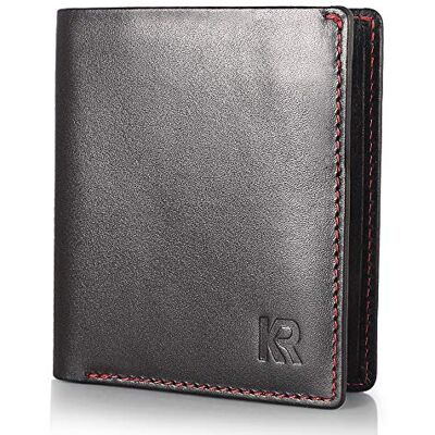 KRONIFY Slanke lederen portemonnee voor heren, creditcardhouder, RFID-bescherming, mini-portemonnee voor heren, echt leer met 8 kaartvakken, geschenkdoos, nappa KRONIFY Slanke lederen portemonnee voor heren, creditcardhouder, RFID-bescherming, mini-portemonnee voor heren, echt leer met 8 kaartvakken, geschenkdoos, nappa