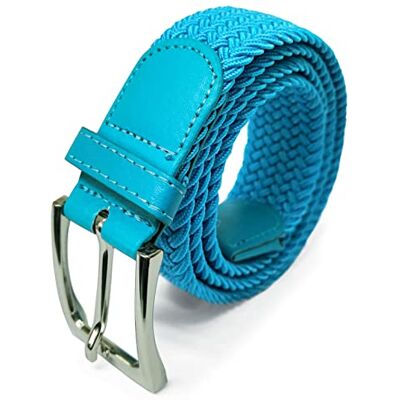 Glamexx24 Elastische uniseks gevlochten stof stretch riem voor dames en heren, Lichtblauw 105 Glamexx24 Elastische uniseks gevlochten stof stretch riem voor dames en heren, Lichtblauw 105