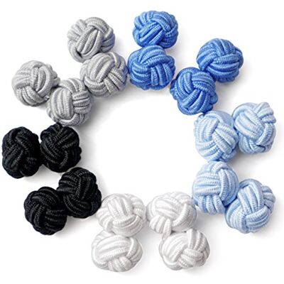 HONEY BEAR manchetknopen, set van 5 paar, gedraaid, zijden, voor mannen en vrouwen HONEY BEAR manchetknopen, set van 5 paar, gedraaid, zijden, voor mannen en vrouwen