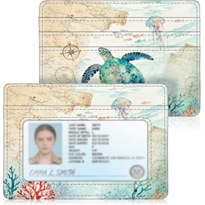 FINTIE Platte portemonnee voor identiteitskaart, premium PU-leer, RFID-bescherming, slanke creditcardportemonnee, met ID-venster en toegangsvak FINTIE Platte portemonnee voor identiteitskaart, premium PU-leer, RFID-bescherming, slanke creditcardportemonnee, met ID-venster en toegangsvak
