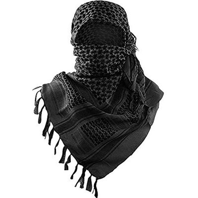 Luxns Woestijn Shemagh tactische sjaal / 100% katoen Keffiyeh wrap sjaal voor mannen en vrouwen, zwart, één maat Eén maat Luxns Woestijn Shemagh tactische sjaal / 100% katoen Keffiyeh wrap sjaal voor mannen en vrouwen, zwart, één maat Eén maat