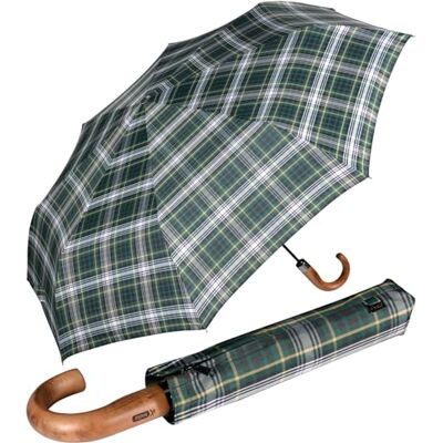 iX-brella IX de Brella Monsieur XXL display 121 cm met echt houten handvat en automatische sluiting, Groen geruit iX-brella IX de Brella Monsieur XXL display 121 cm met echt houten handvat en automatische sluiting, Groen geruit