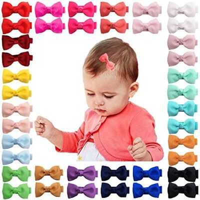 Hideya 40 stuks 5,1 cm krokodillenhaarspelden voor babymeisjes, grosgrain lint, haaraccessoires voor kinderen en peuters Hideya 40 stuks 5,1 cm krokodillenhaarspelden voor babymeisjes, grosgrain lint, haaraccessoires voor kinderen en peuters