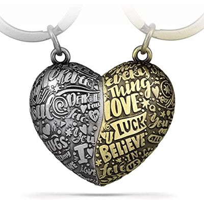 FABACH Hart puzzel sleutelhanger Liefde puzzelstuk Harthanger "Ik hou van je" Sleutelhanger voor koppels Verjaardagscadeau voor koppels Huwelijksverjaardagscadeau, Zilver brons, Romantisch FABACH Hart puzzel sleutelhanger Liefde puzzelstuk Harthanger "Ik hou van je" Sleutelhanger voor koppels Verjaardagscadeau voor koppels Huwelijksverjaardagscadeau, Zilver brons, Romantisch